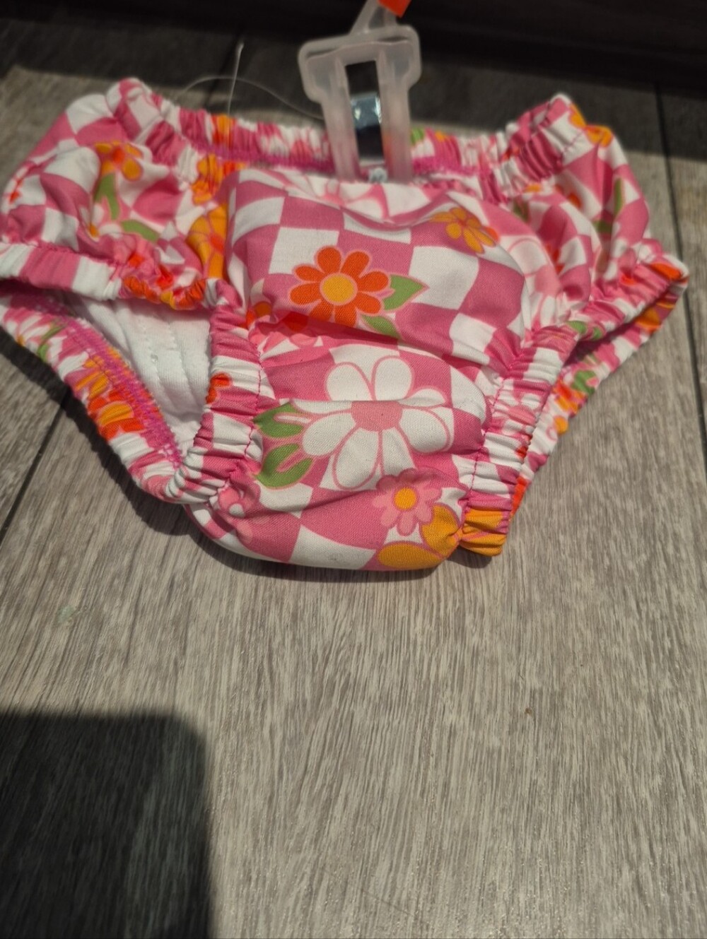George Baby Pink Floral Check Reuseable Swim Diaper With UPF 50+ Rating